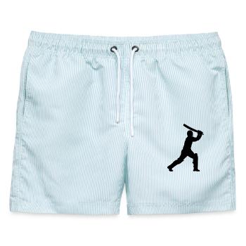 Cricket-Schattenbild - Männer Badeshorts - hellblau gestreift - Vorne - AI Model Male 178 light (178cm)