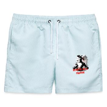 Kämpfer born to be a fighter - Männer Badeshorts - hellblau gestreift - Vorne - AI Model Male 178 light (178cm)