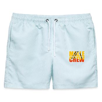 Malle - Motto - Männer Badeshorts - hellblau gestreift - Vorne - AI Model Male 178 light (178cm)
