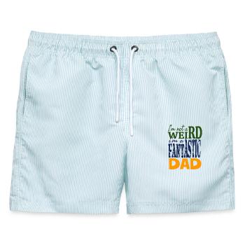 Ich bin nicht komisch, ich bin ein fantastischer Vater - Männer Badeshorts - hellblau gestreift - Vorne - AI Model Male 178 light (178cm)