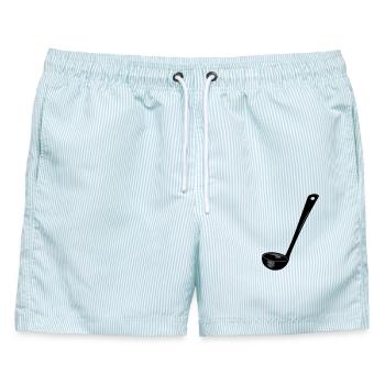 Transparenter Suppenlöffel - Männer Badeshorts - hellblau gestreift - Vorne - AI Model Male 178 light (178cm)