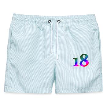 18, bunter farbverlauf, schenken - Männer Badeshorts - hellblau gestreift - Vorne - AI Model Male 178 light (178cm)