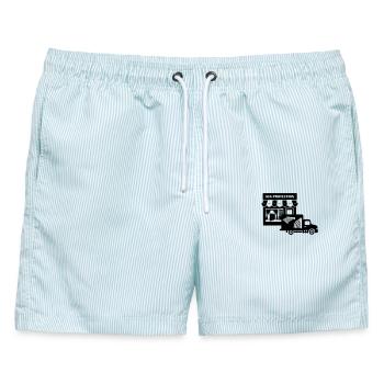 Sonnenschutz-Shop mit LKW-Lieferung - Männer Badeshorts - hellblau gestreift - Vorne - AI Model Male 178 light (178cm)