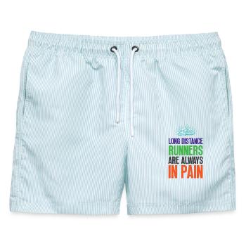 Langstreckenläufer haben immer Schmerzen - Männer Badeshorts - hellblau gestreift - Vorne - AI Model Male 178 light (178cm)