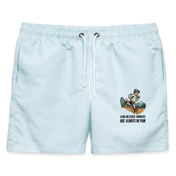 Langstreckenläufer haben immer Schmerzen - Männer Badeshorts - hellblau gestreift - Vorne - AI Model Male 178 light (178cm)