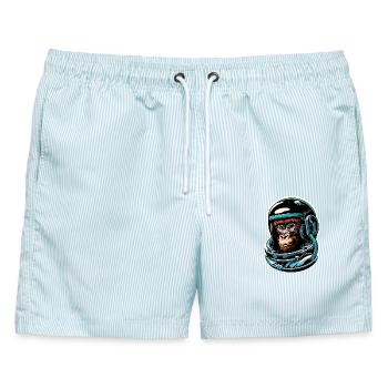 Weltraum-Affe - Männer Badeshorts - hellblau gestreift - Vorne - AI Model Male 178 light (178cm)