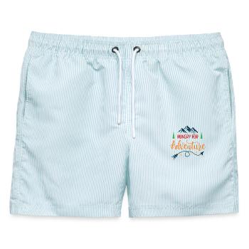 Hungrig nach Abenteuern - Männer Badeshorts - hellblau gestreift - Vorne - AI Model Male 178 light (178cm)