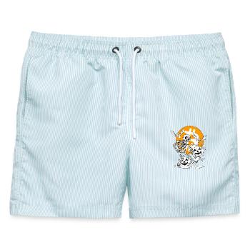 Ghoul's Halloween Bitcoin Party - Männer Badeshorts - hellblau gestreift - Vorne - AI Model Male 178 light (178cm)