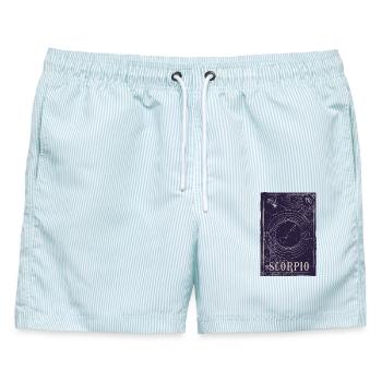 Skorpion Sternbild Nachthimmel - Männer Badeshorts - hellblau gestreift - Vorne - AI Model Male 178 light (178cm)