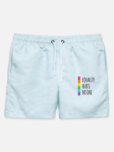 Pride Month - Gleichberechtigung schadet niemandem - Männer Badeshorts - hellblau gestreift