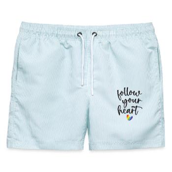 Pride Month - Folge deinem Herzen - Männer Badeshorts - hellblau gestreift - Vorne - AI Model Male 178 light (178cm)