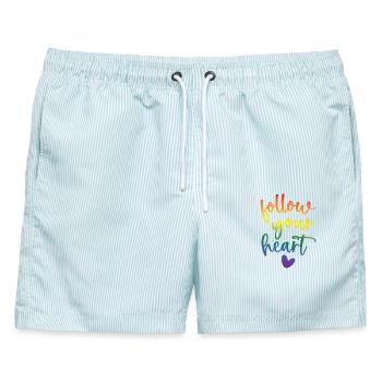 Pride Month - Folge deinem Herzen - Männer Badeshorts - hellblau gestreift - Vorne - AI Model Male 178 light (178cm)
