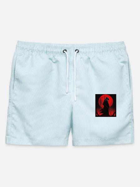 Sensenmann - Grim Reaper - Männer Badeshorts - hellblau gestreift