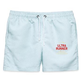 Ultra Runner - Ausdauer ist meine Superkraft - Männer Badeshorts - hellblau gestreift - Vorne - AI Model Male 178 light (178cm)