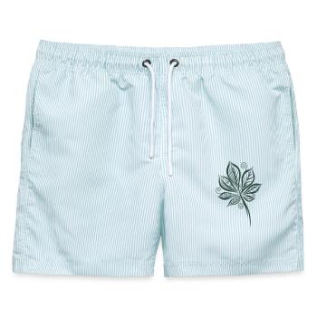 Kastanienblatt Blatt Kastanie - Männer Badeshorts - hellblau gestreift - Vorne - AI Model Male 178 light (178cm)