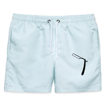 Rasiermesseroffenes transparentes Schattenbild - Männer Badeshorts - hellblau gestreift - Vorne - AI Model Male 178 light (178cm)