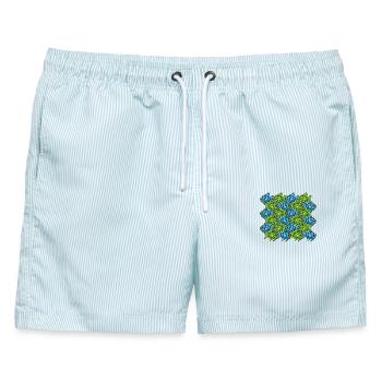 Kaiserfisch-Tessellation II - Männer Badeshorts - hellblau gestreift - Vorne - AI Model Male 178 light (178cm)