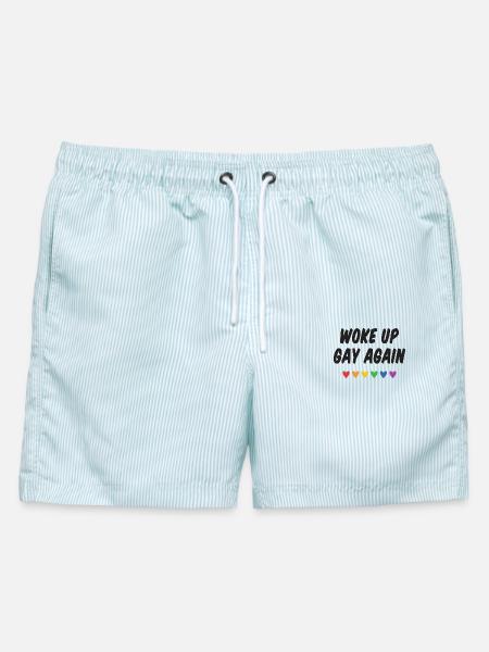 Wieder aufgewacht - Pride Month - Männer Badeshorts - hellblau gestreift