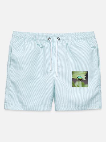 Rosenkäfer - Männer Badeshorts - hellblau gestreift