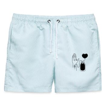 Blut spenden - Männer Badeshorts - hellblau gestreift - Vorne - AI Model Male 178 light (178cm)