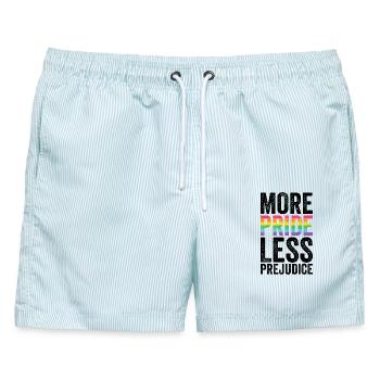 Pride Month LGBT - Mehr Stolz, weniger Vorurteile - Männer Badeshorts - hellblau gestreift - Vorne - AI Model Male 178 light (178cm)