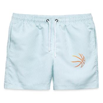 Feuerorange Basketballlinien - Männer Badeshorts - hellblau gestreift - Vorne - AI Model Male 178 light (178cm)