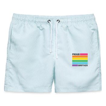 Pride Month LGBT - Stolzer Bruder - Männer Badeshorts - hellblau gestreift - Vorne - AI Model Male 178 light (178cm)