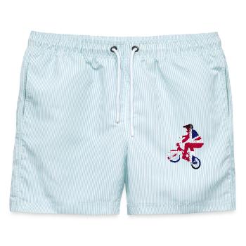 Union Jack Radfahrer-Silhouette - Männer Badeshorts - hellblau gestreift - Vorne - AI Model Male 178 light (178cm)