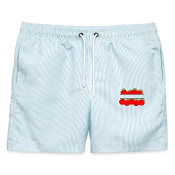 Äpfelfahne mit rotem Apfel - Männer Badeshorts - hellblau gestreift - Vorne - AI Model Male 178 light (178cm)