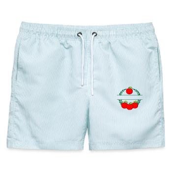 Äpfel im Lorbeerkranz rote Äpfel - Männer Badeshorts - hellblau gestreift - Vorne - AI Model Male 178 light (178cm)