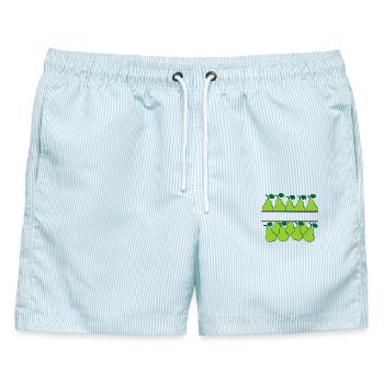 Birnenbanner mit grünen Birnen - Männer Badeshorts - hellblau gestreift - Vorne - AI Model Male 178 light (178cm)