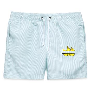 Bananenbanner mit gelben Bananen - Männer Badeshorts - hellblau gestreift - Vorne - AI Model Male 178 light (178cm)
