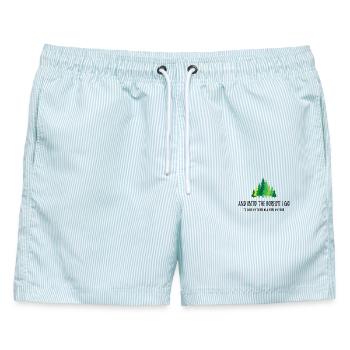 Und in den Wald gehe ich - Männer Badeshorts - hellblau gestreift - Vorne - AI Model Male 178 light (178cm)
