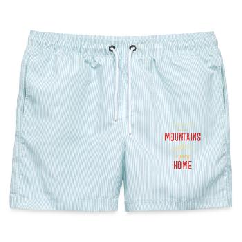 In die Berge zu gehen ist nach Hause zu gehen - Männer Badeshorts - hellblau gestreift - Vorne - AI Model Male 178 light (178cm)