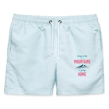 In die Berge zu gehen ist nach Hause zu gehen - Männer Badeshorts - hellblau gestreift - Vorne - AI Model Male 178 light (178cm)
