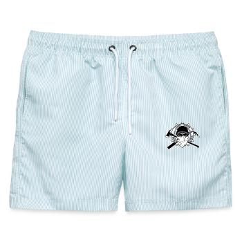 Luxury Bunker Raid Squad - Männer Badeshorts - hellblau gestreift - Vorne - AI Model Male 178 light (178cm)