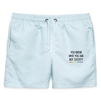 LGBT Pride - Du weißt, wer du nicht bist Gesellschaft - Männer Badeshorts - hellblau gestreift - Vorne - AI Model Male 178 light (178cm)