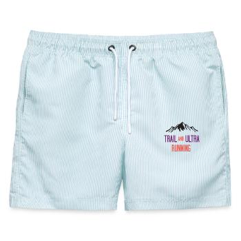 Trail- und Ultraläufe - Männer Badeshorts - hellblau gestreift - Vorne - AI Model Male 178 light (178cm)