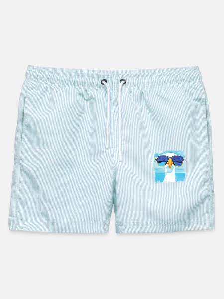 Möwe - blue white Möwen Collection - Männer Badeshorts - hellblau gestreift