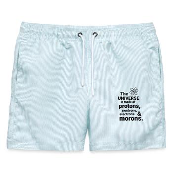 Das Universum besteht aus Protonen, Neutrornen, - Männer Badeshorts - hellblau gestreift - Vorne - AI Model Male 178 light (178cm)