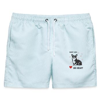 Corgi: Short Legs Big Heart - Männer Badeshorts - hellblau gestreift - Vorne - AI Model Male 178 light (178cm)