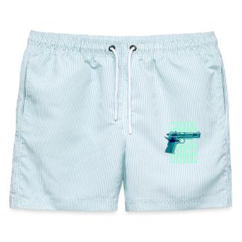 Woop Wasserpistole - Männer Badeshorts - hellblau gestreift - Vorne - AI Model Male 178 light (178cm)