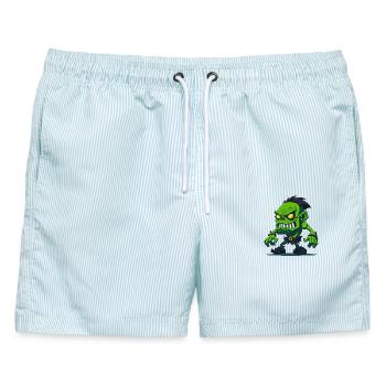 Totem des Zombies - Männer Badeshorts - hellblau gestreift - Vorne - AI Model Male 178 light (178cm)