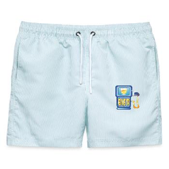 BAYERISCHE ZAPFSÄULE BIER - Bayern - Männer Badeshorts - hellblau gestreift - Vorne - AI Model Male 178 light (178cm)