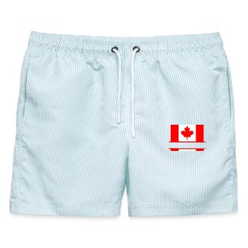 Flagge Kanada mit Ahornblatt Platz für Text - Männer Badeshorts - hellblau gestreift - Vorne - AI Model Male 178 light (178cm)