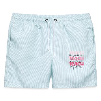 Lehrer-Lehren Mitgefühl, Freundlichkeit und Selbstvertrauen - Männer Badeshorts - hellblau gestreift - Vorne - AI Model Male 178 light (178cm)