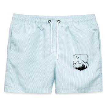 Wilde Berge - Männer Badeshorts - hellblau gestreift - Vorne - AI Model Male 178 light (178cm)