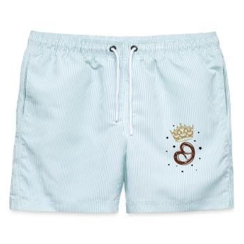 Krone Brezel Prinz Prinzessin - Männer Badeshorts - hellblau gestreift - Vorne - AI Model Male 178 light (178cm)