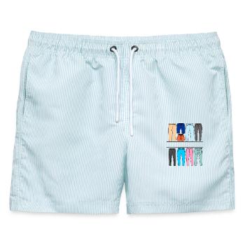 Kleidung Hosen Logo - Männer Badeshorts - hellblau gestreift - Vorne - AI Model Male 178 light (178cm)