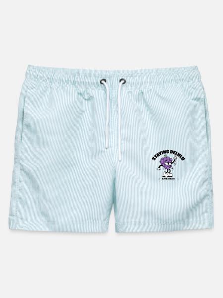 Delulu is the solulu - Männer Badeshorts - hellblau gestreift